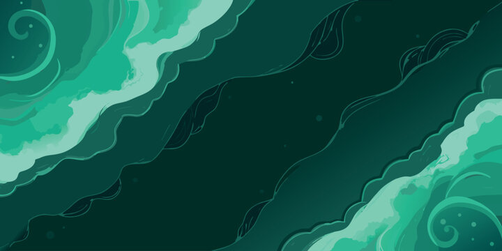 Abstract flowing emerald green watercolor texture with swirling organic shapes and light highlights