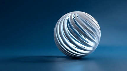 White spiral sphere on soft blue background abstract 3D minimal geometric shape modern futuristic design wallpaper for technology branding and creative digital art
