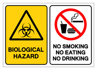 Bioligical Hazard No Smoking No Eat No Drinking Symbol Sign, Vector Illustration, Isolate On White Background Label.EPS10