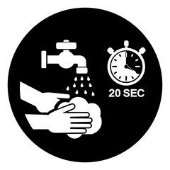 Wash Your Hand For 20 Sec Symbol Sign,Vector Illustration, Isolated On White Background Label.EPS10
