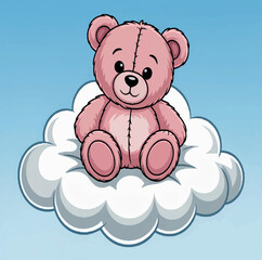 cartoon, cute, bear, drawing, vector, animal, illustration, baby, character, card, cloud, sweet, kid, graphic, design, background, teddy, happy, fun, art, child, nursery, greeting, decoration, funny,