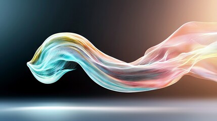 A luminous, flowing wave of light and color moves across a dark background, creating a sense of motion and energy.