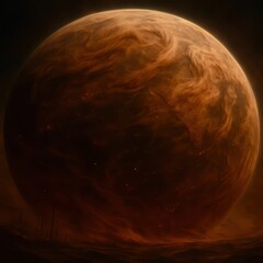 A large planet with a lot of smoke coming out of it