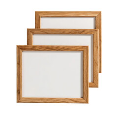 Stacked frames, brown wood, white center, minimalistic