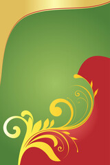 Elegant Green and Gold Floral Background with Red Accent Decorative Design Element for Print Textile Decoration Gift Wrap or Creative Projects