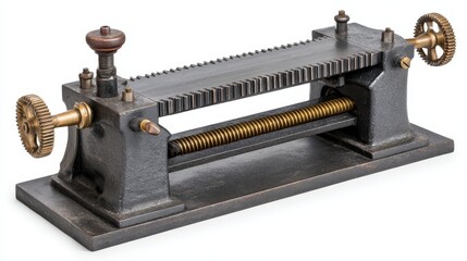 Innovative manual shearing machine system vintage factory industrial process mechanical environment detailed viewpoint