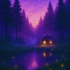 A house is in the middle of a forest