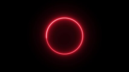 Red glowing circle rotating slowly on dark background - Powered by Adobe