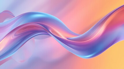 Fototapeta premium Glossy fluid ribbon waves blending blue, pink, and orange gradients with sparkling highlights. Perfect abstract background for web design, branding, tech graphics, and modern creative artworks.