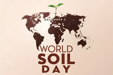 World soil day concept with a sprout growing from a world map on december fifth