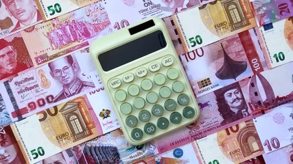 Calculator, money and expense calculations, tax form completion. Calculator, expense calculations