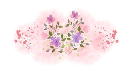 Elegant Pink Floral Watercolor Splash on White Background Illustration Vector. Delicate watercolor floral splash with soft pink tones and artistic texture. Perfect for invitations, branding, ...