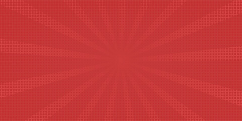 Red comic sunburst effect background with halftone. pop art comic-style vector background. Suitable for templates, sale banners, events, ads, web and pages © HIJAU