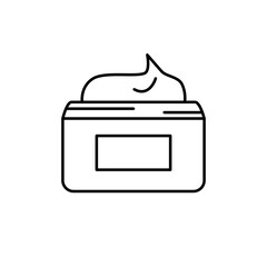 Face Cream Jar Icon – Skincare Cosmetic Outline Vector