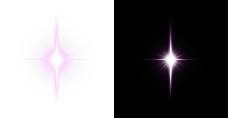 PNG Star Overlay with Purple Glow, Isolated Shine Effect on transparent background