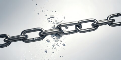Breaking Chains Capturing a moment of liberation and resilience, this image showcases a chain breaking apart, symbolizing freedom from constraint.