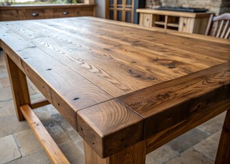 Close-up view of a wooden table surface emphasizing texture, suitable for layout design