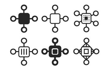 Nanotech Logo Variations. Nanotechnology. Icon set. Set Logo of nanotechnology: nano sensor. harmonious logo variations of the same emblematic concept, each