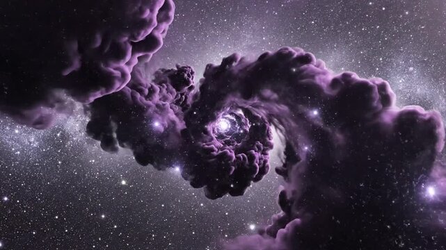 Ethereal violet cosmic cloudscape with bright center