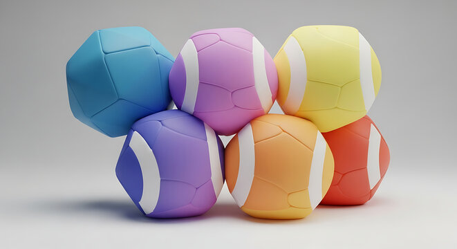 Colorful geometric spheres stacked in a playful and abstract arrangement, symbolizing unity and diversity