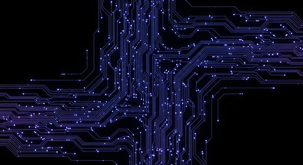 Minimal Glowing Tech Circuit in Blue and Purple