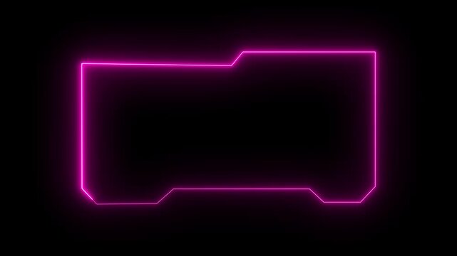 Pink Neon Futuristic Folder Icon Frame on Black Background image photo