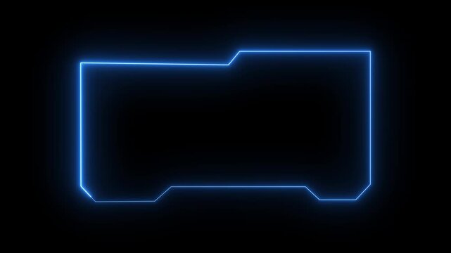 Blue Neon Futuristic Folder Icon Frame on Black Background image photo