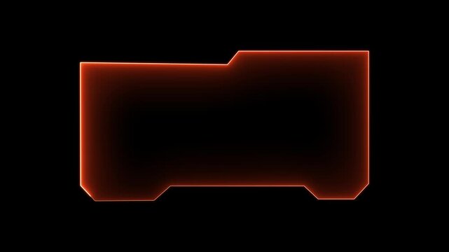 Orange Neon Futuristic Folder Icon Frame on Black Background image photo