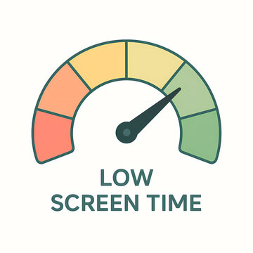 Colorful gauge illustration showing reduced screen time for digital detox and healthier tech use