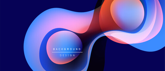 Abstract fluid shapes, vibrant colors blend. Modern design, dynamic composition, smooth gradients create visual interest. Background features text elements.