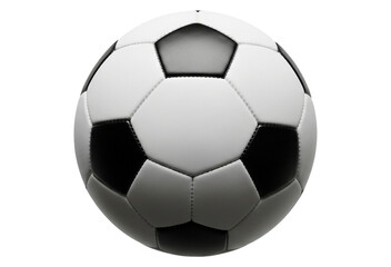 Fototapeta premium Soccer ball image for sports equipment and games featuring black and white pattern design for competition isolated on transparent background