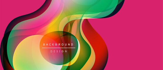 Abstract colorful waves, flowing shapes. Vibrant design with pink backdrop. Modern illustration for backgrounds, presentations.