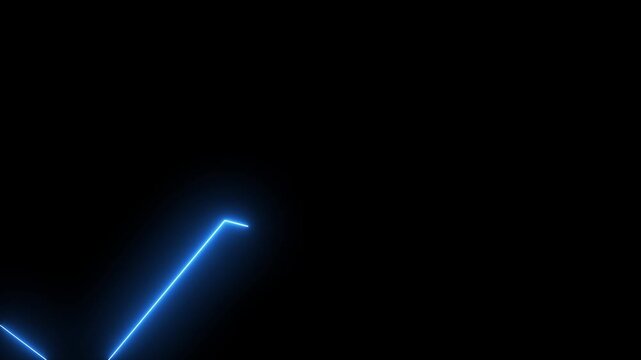 Bright Blue Neon Line Forming a Sharp Angle on Black Background light glowing