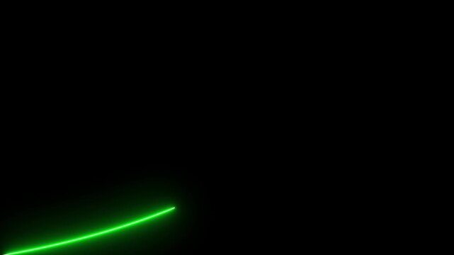 Green Neon Zigzag Line Ascending on Black Background abstract bright