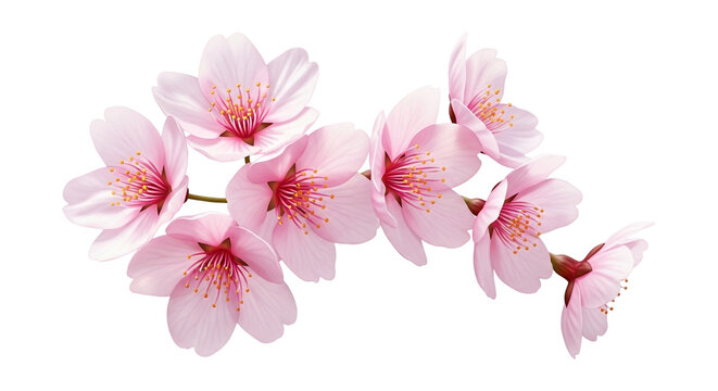 Beautiful cherry blossom flowers spring background sakura floral bloom nature photography pink petals isolated on transparent background