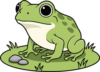 Cute Darwins Frog, Endemic Wildlife of Chile - Animal Character Illustration Isolated on Transparent Background