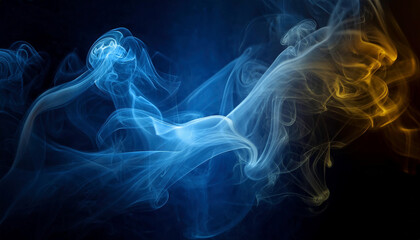 Enigmatic blue smoke swirls on dark background