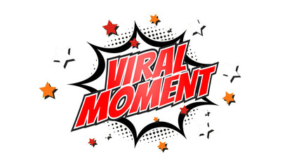VIRAL MOMENT – Comic Pop Art text png with transparency. PNG transparent image. Vintage colorful cartoon animation with explosion of speech bubble message