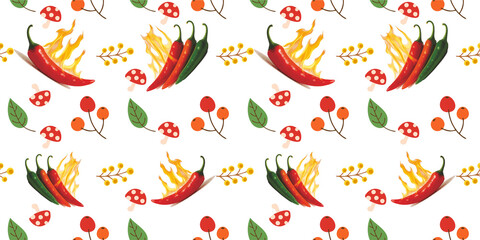 pattern seamless of chille and herb isolated