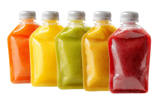 Baby Fruit Puree Squeeze Pouches for Homemade and Store-Bought Foods isolated on transparent background