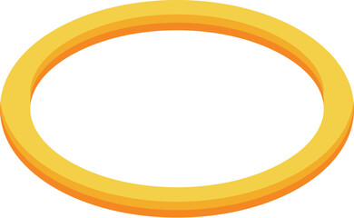 Golden ring rotating, showing its depth and perspective, creating an elegant and minimalist visual in isometric view