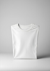 White T Shirt Folded and Standing Upright on a White Surface t-shirt mockup
