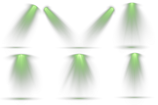 White spotlight beam vector design, realistic soft light cone isolated on transparent background, suitable for product mockup, presentation, or stage highlight. Row of spotlights. Vector Spotlights. - Powered by Adobe