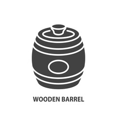 Wooden barrel glyph icon. Vector illustration of barrel with honey.
