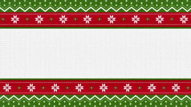 Christmas Knitted Ugly Sweater Background. Red Green White Nordic Style.