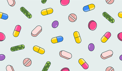 Cute medicines pattern background vector design