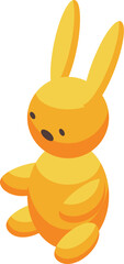 Adorable yellow plush bunny sitting, a cute isometric toy perfect for children's games or easter decorations