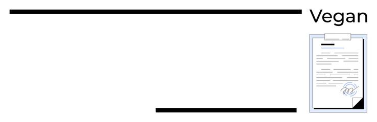 Obraz premium Official document on clipboard with visible seal and text, emphasizing vegan certification. Ideal for authenticity, certification, documentation, approval, veganism, verification, legal compliance