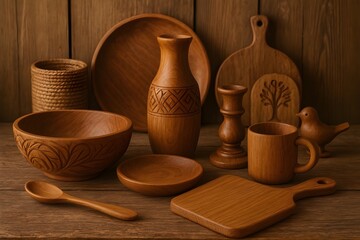 still life with wooden spoons