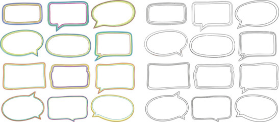Obraz premium Collection of colorful and monochrome speech bubbles in various shapes and styles